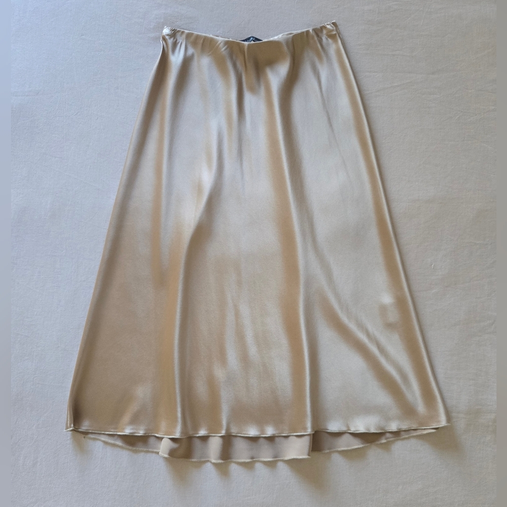 Elysewalker Sophia Silk Slip Skirt in Nude, M